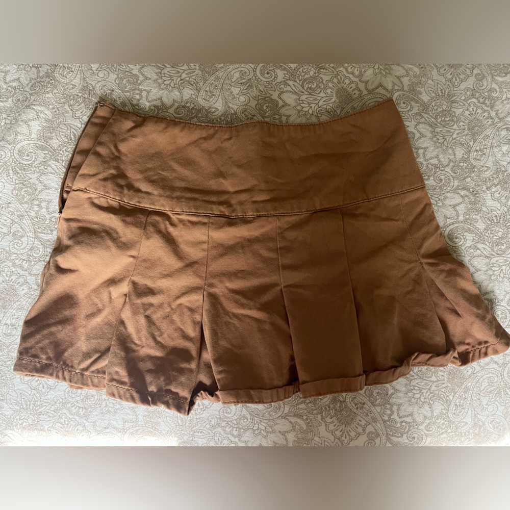 Tan Pleated Skirt